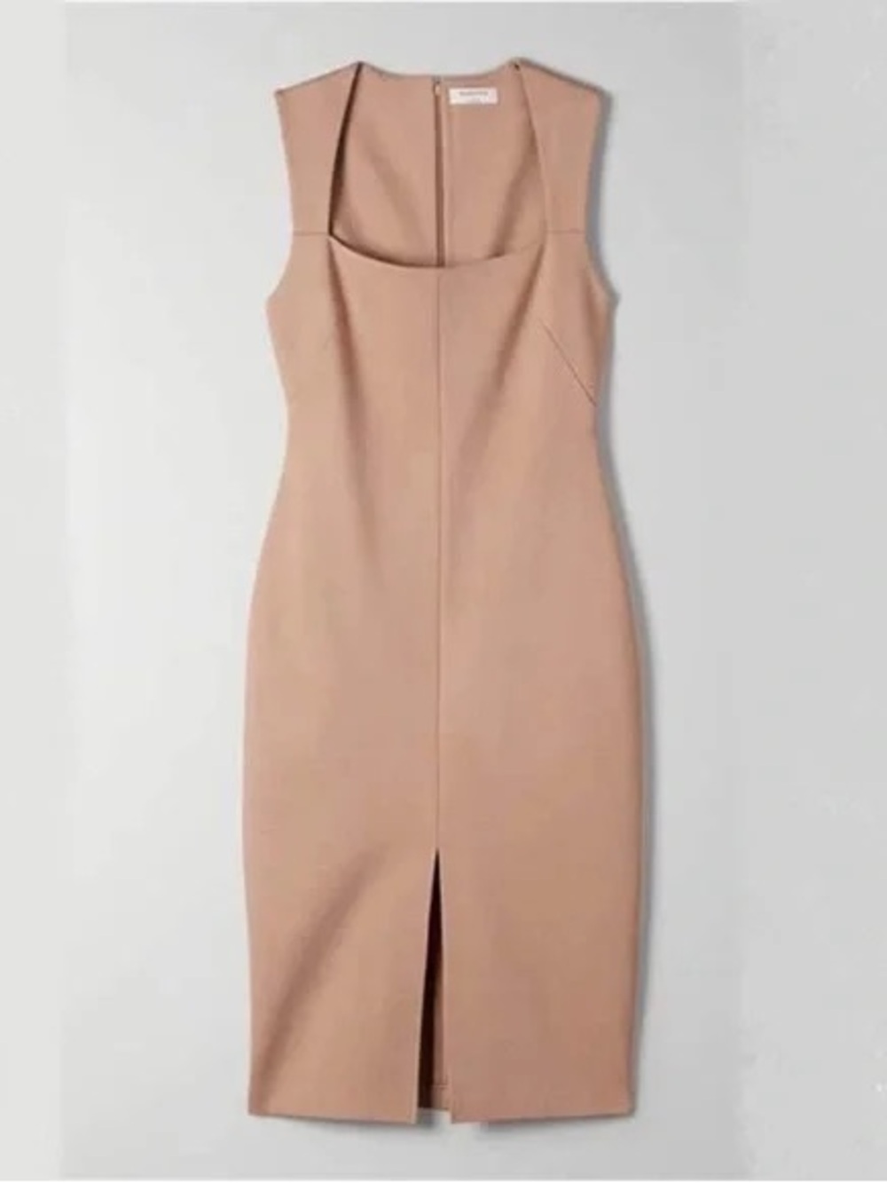 Babaton Thompson Tailored Square-Neck Midi Dress in Beige